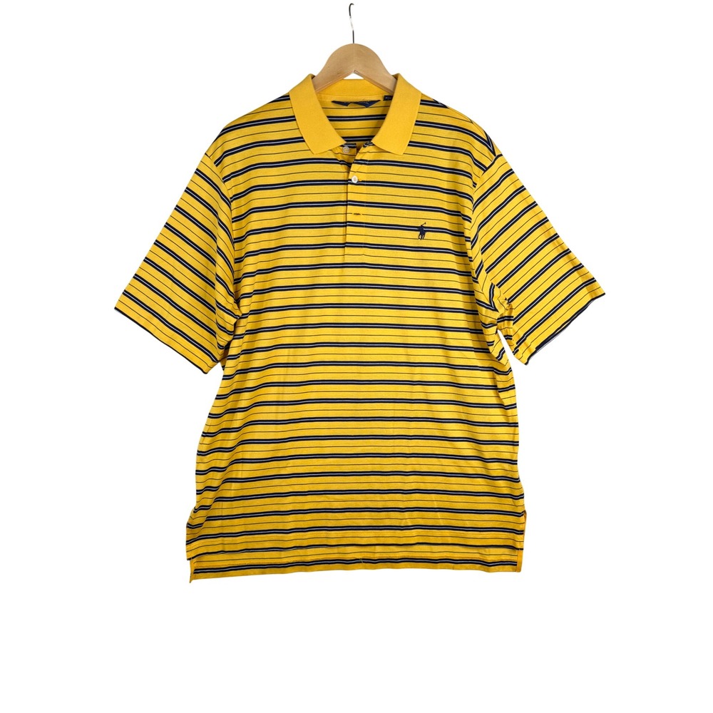 Polo Golf Striped Polo Shirt Size Large Yellow/Blue